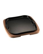 ILSA Piatto a servire in ghisa Gourmet con vassoio in legno cm 25x25