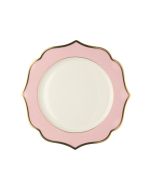 LE COQ Ionica Piatto rotondo colore rosa con filo oro al bordo e filo Marly D. 30,5 cm
