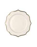 LE COQ Ionica Piatto rotondo color avorio con filo oro al bordo e filo Marly D. 30,5 cm