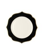 LE COQ Ionica Piatto rotondo color nero con filo oro al bordo e filo Marly D. 30,5 cm
