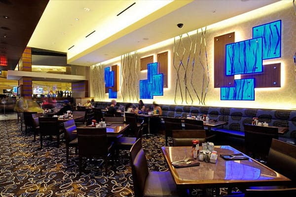 pannelli luminosi di resina retroilluminata del ristorante Harras Rincon Cafè in California